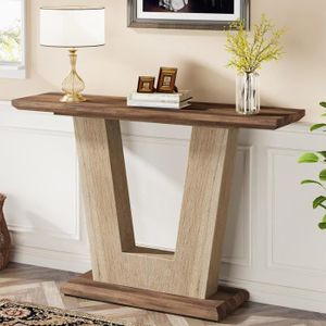 CONSOLE EXTENSIBLE Tribesigns Table console en bois, 105 cm de table 