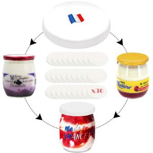 12 Adaptateurs SEB MULTIDELICES + 18 Couvercles pour Rendre Compatible Vos  Pots de Yaourt en Verre Type la laitière avec Votre yaourtière
