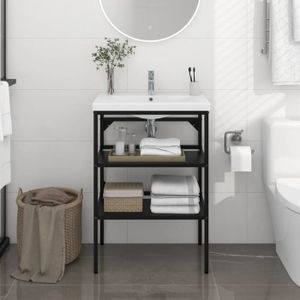 LAVABO - VASQUE Fangming-Cadre de lavabo de salle de bain Noir 59x38x83 cm Fer