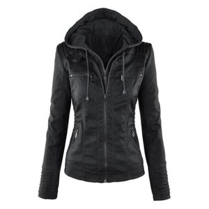 Veste simili cuir femme capuche hotsell