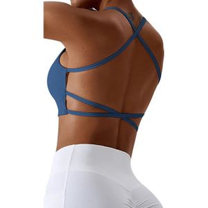 BRASSIÈRE DE SPORT Brassière de sport pour femme avec coussinets de poitrine amovibles, extensible, dos nu, pour yoga, course à pied bleu