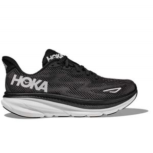 CHAUSSURES DE RUNNING Chaussure de Course Hoka Clifton 9 Homme Noir - Lacets - Synthétique - Plat