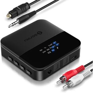 Transmetteur Bluetooth à faible latence pour PC TV (prise en charge de  toslink optique numérique, Aux, RCA, ordinateur audio numérique USB)  Adaptateur audio sans fil pour casque, (TX12S)