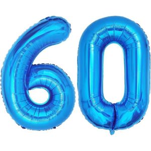 BALLE - BOULE - BALLON 40 Pouces Foil Ballons Chiffre 60 Bleu (101Cm), Go