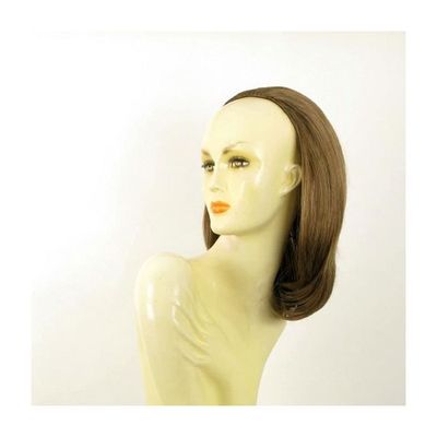 Demi-perruque Synthétique 65cm Couleur Chocolat Méché Cuivré - Bonnet Moyen, Raie Libre, Neuf