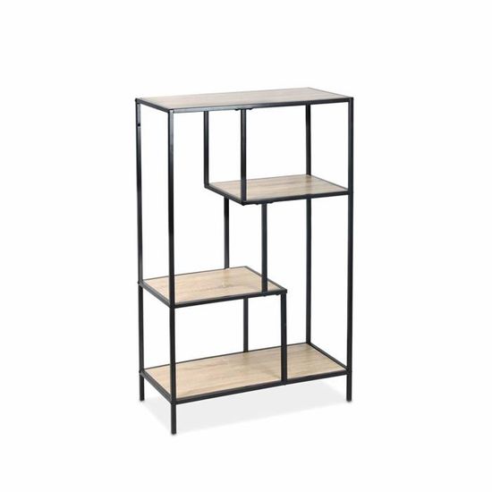 Étagère 4 Niveaux Bois Et Métal Style Industriel Rustique - 110x64x24 Cm - Neuf