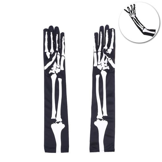 1 Paire de Halloween Squelette Gants Long Bras Full Finger Gants Costume Cosplay Party