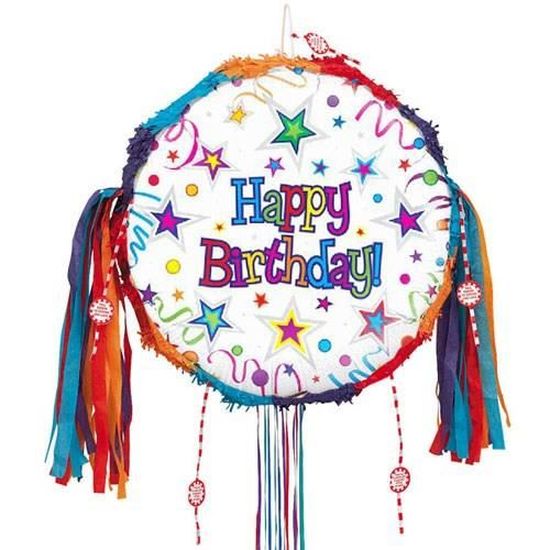 Bon Anniversaire Etoiles Et Rubans Pinata A Tirer Ficelles Achat Vente Pinata Cdiscount