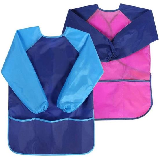 O-Kinee Lot de 2 tabliers de peinture pour enfants avec poches, imperméables et réglables, pour garçons et filles, pour le bricolage, la peinture, la pâtisserie, la cuisine, rose et bleu (7-13 ans O-Kinee Lot de 2 tabliers de peinture pour enfants avec poches, imperméables et réglables, pour garçons et filles, pour le bricolage, la peinture, la pâtisserie, la cuisine, rose et bleu (7-13 ans