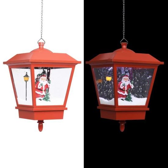 #61883 Lampe suspendue - Lustre Et Suspension Lampadaire de Noël - Décoration de Noël lumière LED Père Noël Rouge 27x27x45 cm Meuble