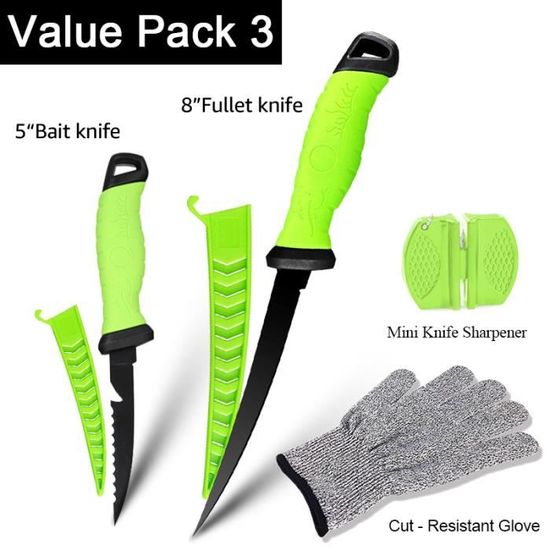 Kit Pêche Assommoir Décrocheur Couteau HOVCEH Tueur De Poissons, 3 Sets Tue-Poissons Couteau De Accessoires Pêche Décrocheur Hameçon