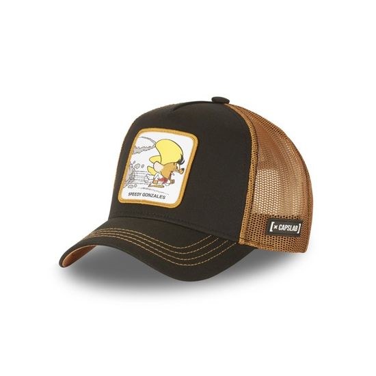 Gorra Trucker Looney Tunes Speedy Gonzales, Color Negro, Ajuste Snapback - 50% Algodón 50% Poliéster