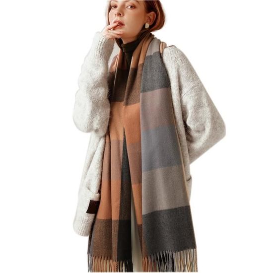 Écharpe Femme Hiver - Polyester Doux, 160x20 Cm, Beige - Chaud Et Léger Pour Automne/Hiver