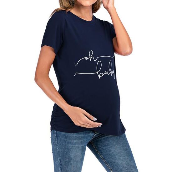 T-Shirt Femme Maternité Ample Grande Taille - Jersey Fluide Viscose élasthanne - Coupe Longue Confortable