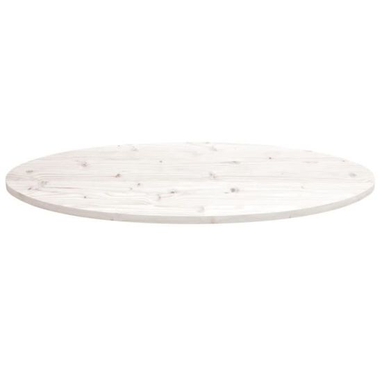 Dessus de table ovale en bois de pin massif blanc 100x50x2,5 cm - SALUTUYA - Style campagne