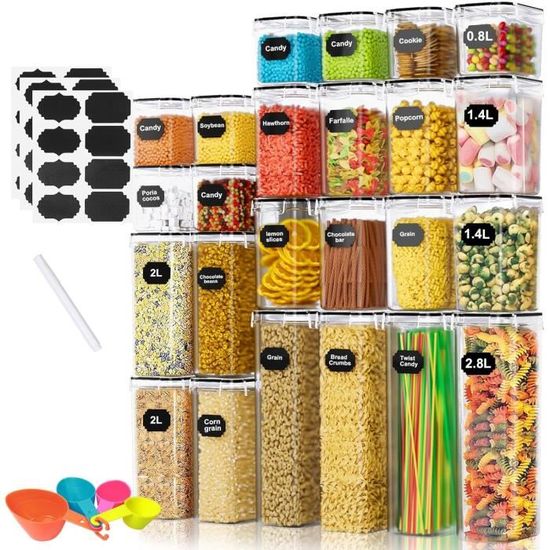 Boîtes De Rangement Alimentaires Hermétiques - Lot De Contenants En Plastique PET+PP Sans BPA - Transparents, Empilables - 5 Tailles - 2