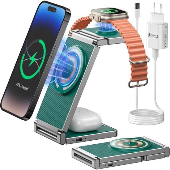 Chargeur Magnétique 3 En 1 YOOTECH Sans Fil Pour IPhone 15/14/13/12 Pro Max - Noir