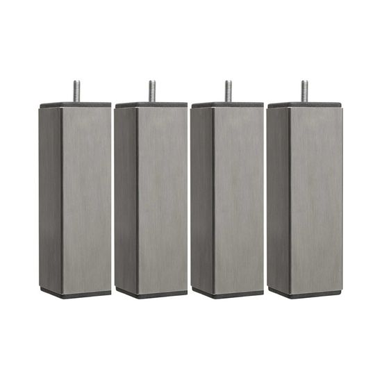 4 Pieds De Lit Carrés Inox 15 Cm - Filetage 8mm, Diamètre 6cm - Élévation Sommier, Rangement Sous Lit