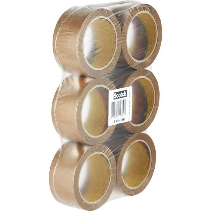 SCOTCH Lot de 6 rubans d'emballage 371 Havane, 48 µm - 50 mm x 66 m