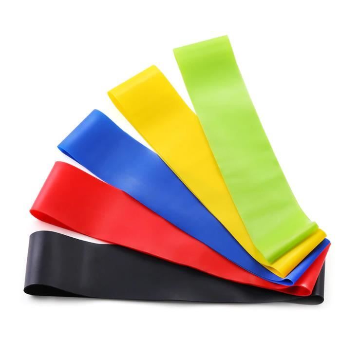 5 Bandes Elastiques Fitness - 5 niveaux de résistance - 100% Latex Naturel - Equipement Sportif - Remise en Forme - Musculation