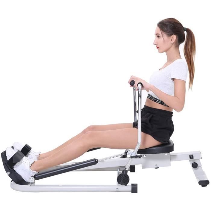 Rameur d'appartement pliable à piston hydraulique - Machine sport ecran lcd fitness cardio sport fesses dos jambes crossfit