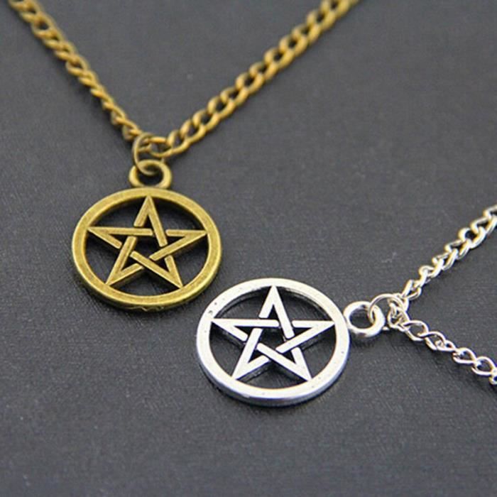Pendentif Pentacle pentagramme pour femmes et hommes, collier Wicca Star Wiccan Pagan, breloque Witchcraft, bijoux 45cm -THJR7142
