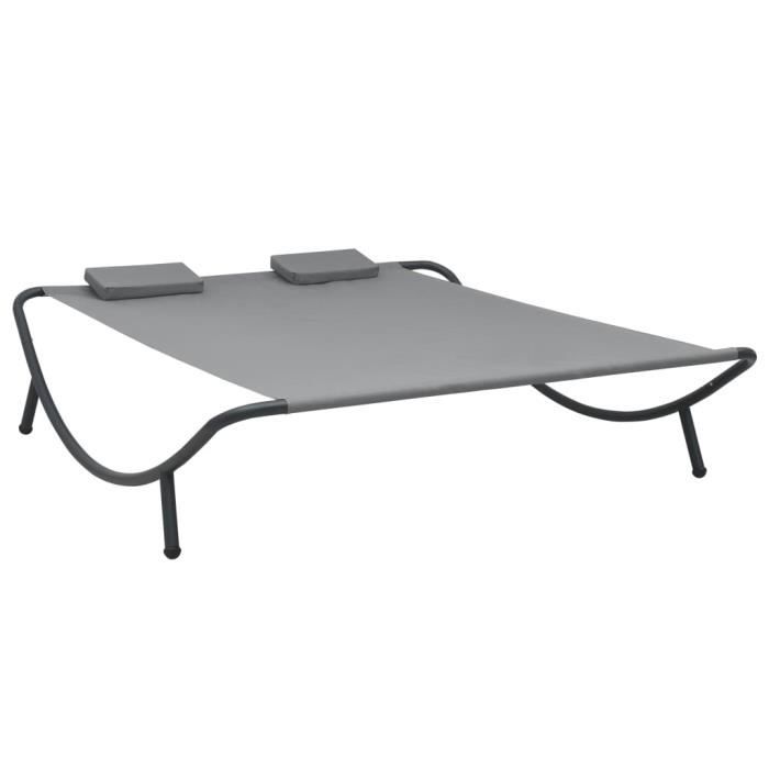 Chaise longue Sièges de jardin Bain de soleil Transat confort d'extérieur Tissu Anthracite
