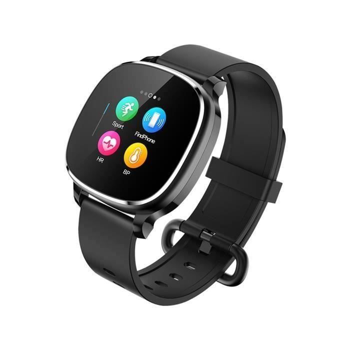 Montre Connectée de Femme Homme Noir,Écran Tactile Étanche Physiologie Femal Surveillance De Santé Rappel Bluetooth Montre