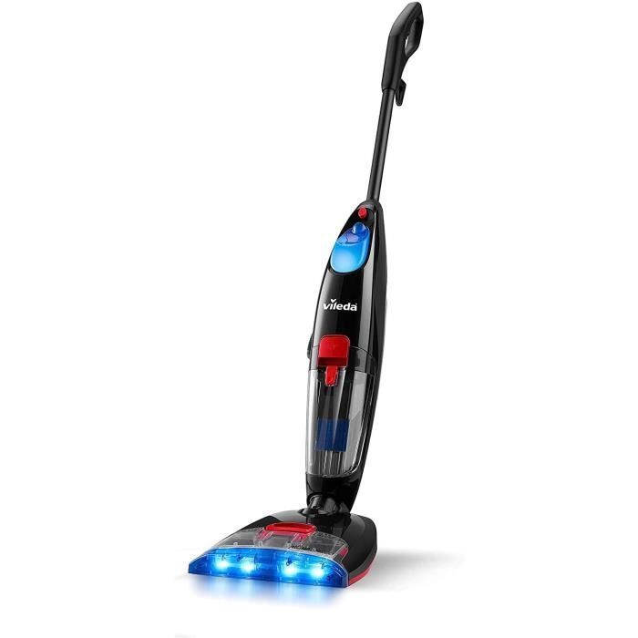Vileda JetClean Aspirateur Laveur 3-en-1, Aspire, Nettoie et Sèche les Sols, Rouleau en Microfibre, Double Filtre, Deux Réservoirs d