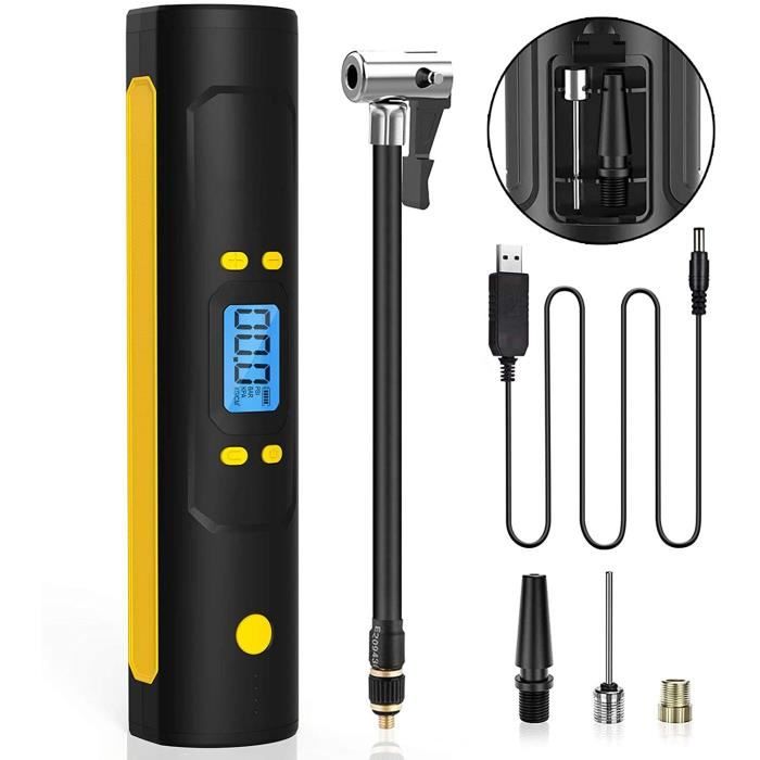 Compresseur d’Air Portatif,Mini Electrique Pompe Pneumatique,150 PSI Pompe à Pneu avec Manomètre,Ecran LCD&Lampe LED