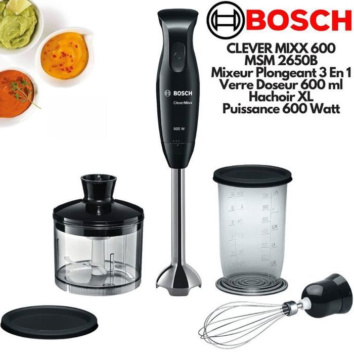 Bosch CleverMixx MSM2650B Mixeur à main 600 Watt noir-anthracite