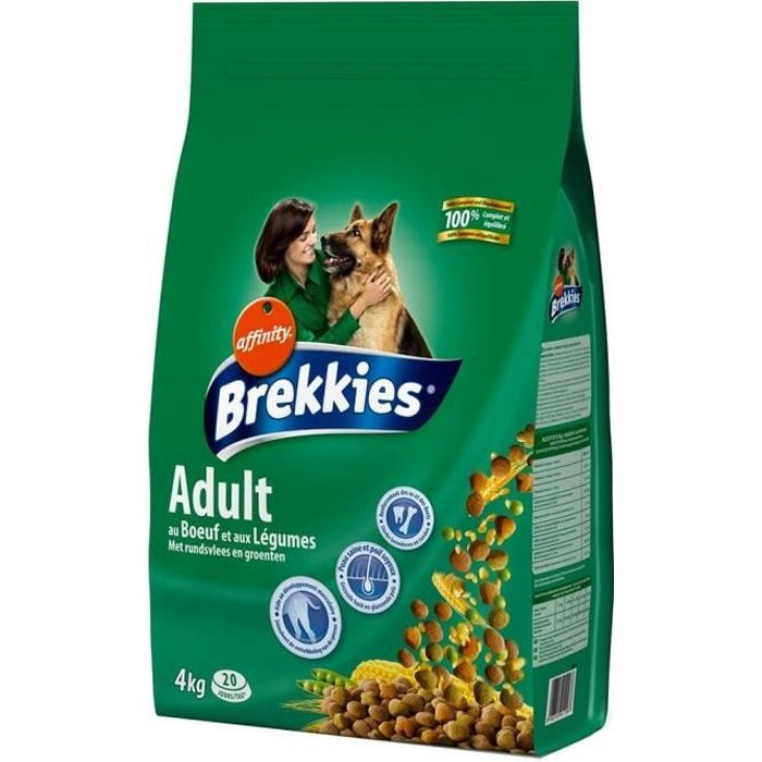 Brekkies Croquettes Chiens Adult au Boeuf et Légumes 4Kg (lot de 3)
