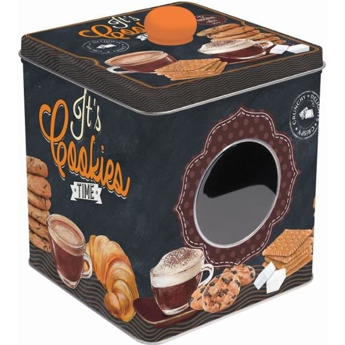 BOITE A BISCUITS EN METAL 13 X 13 X14,5 CM DECOR IT'S COOKIES TIME - EASYLIFE