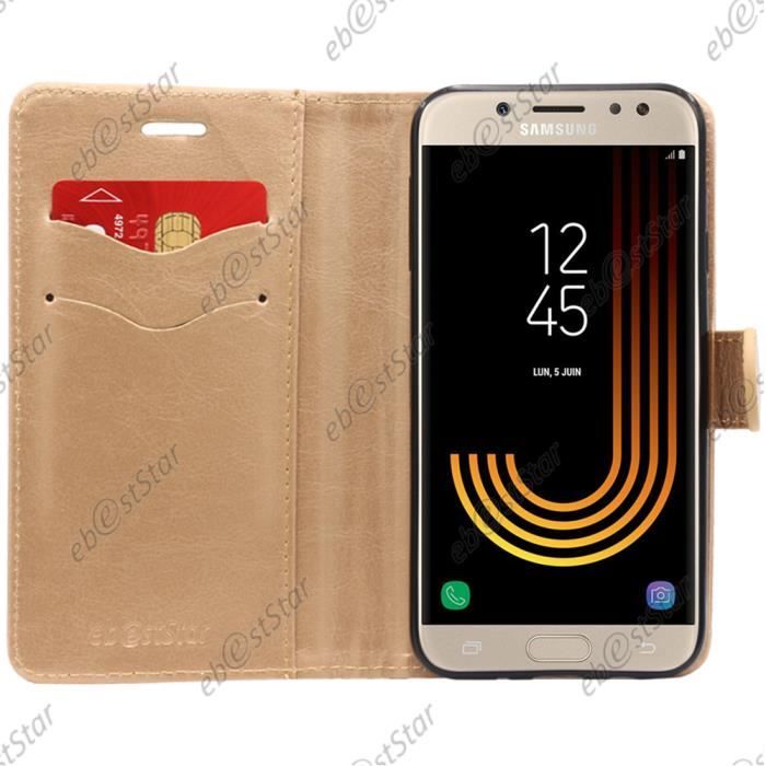 ebestStar ® Coque Portefeuille support Folio pour Samsung Galaxy J7 2017 SM-J730F, Couleur Or - Doré