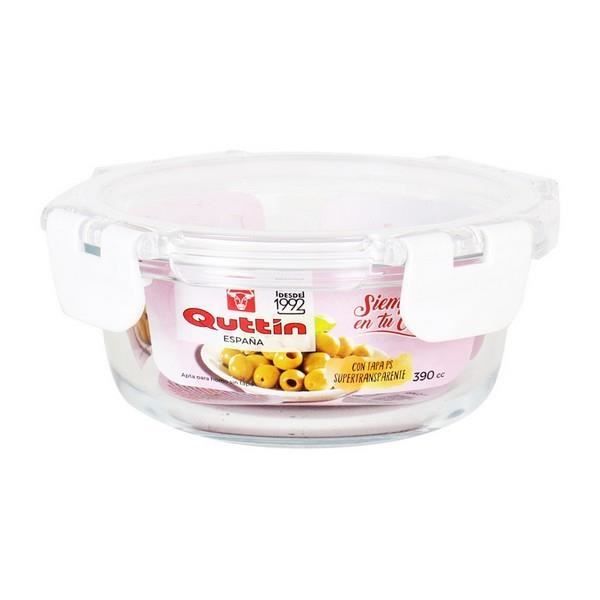 Lunch box avec fermeture hermétique Ronde Acrylique Transparent boite repas Capacité - 390 cc - Ø 14