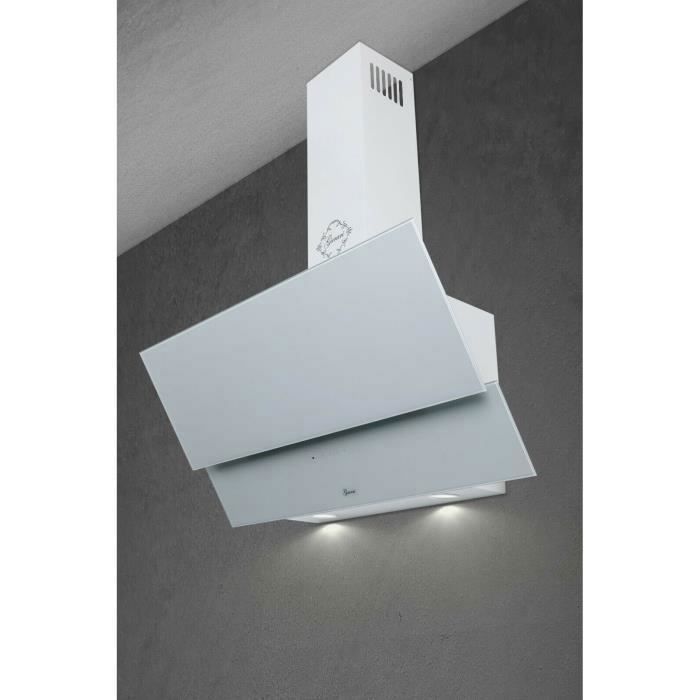 Hotte murale GURARI GCH 268 WH 6 Prime+filtre à charbon, Hotte aspirante design 60 cm, verre blanc,1000m³/h+filtre à charbon