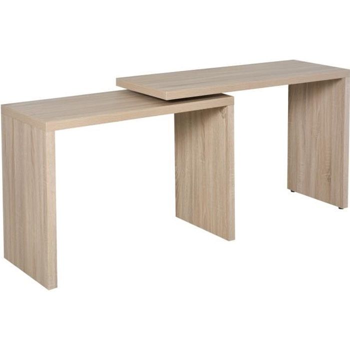 Bureau informatique design contemporain table informatique modulable panneaux imitation chêne clair 120x45x77cm Beige