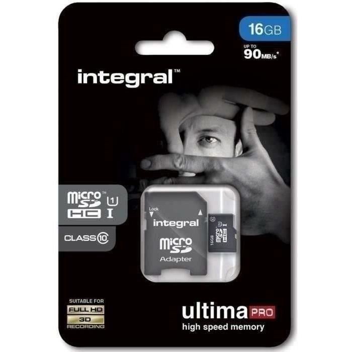 INTEGRAL Cartes mémoire MICROSDHC - 16 GB - CL 10-90