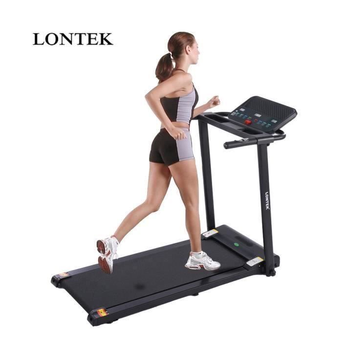 LONTEK P5 Tapis de Course Pliable, Vitesse Jusqu’à 10 km / h, Fréquence Cardiaque,12 Programmes