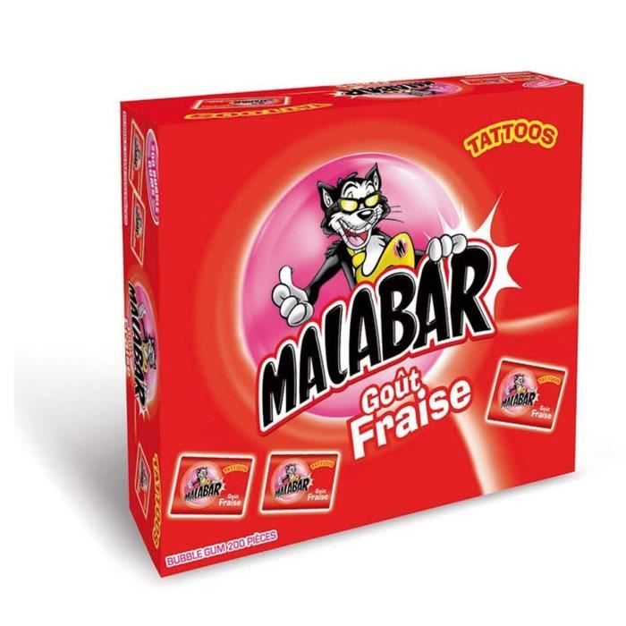 MALABAR Boîte de Chewing-gum aux Fraises - 200 pièces