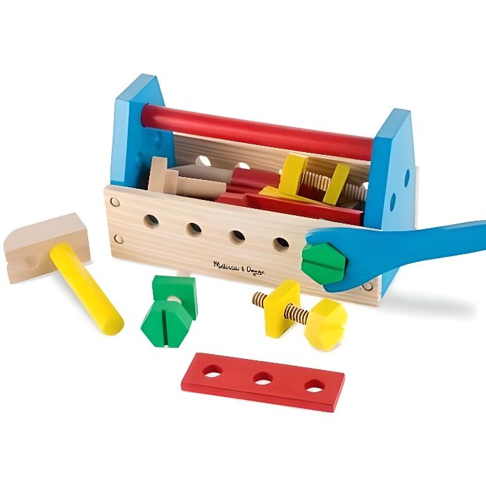 Jouet d'imitation caisse à outils en bois 24 pièces écrous boulons enfants 3 ans +