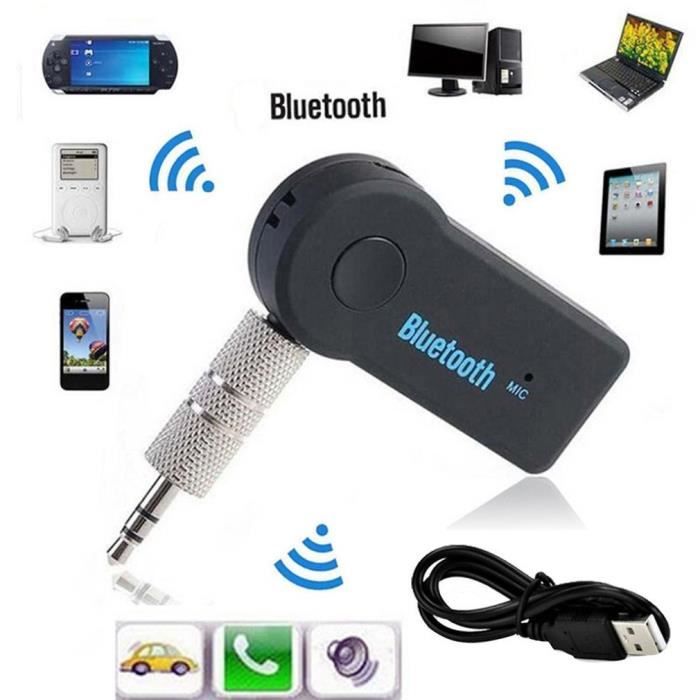 Récepteur Bluetooth 2.1 Adaptateur Audio sans Fil Kit Mains Libres Voiture Deux Connexions avec Micro Intégré