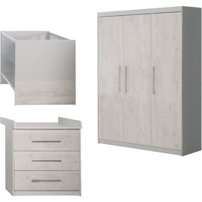 ROBA Chambre bébé -Maren 2- incl. lit 70x140 cm, commode à langer étroit et armoire à 3 portes