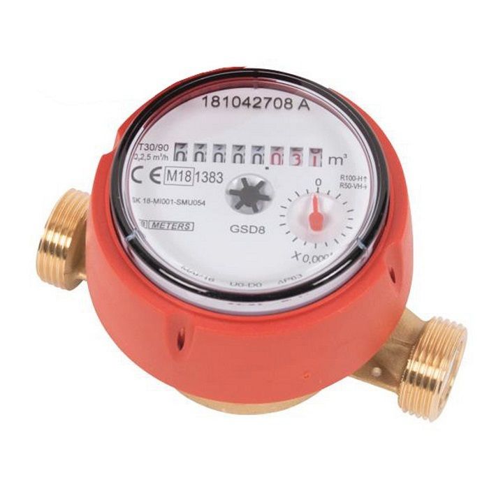 Compteur divisionnaire eau chaude 3/4- Mâle-Mâle