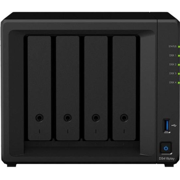 SYNOLOGY - Serveur de Stockage (NAS) - DS418PLAY - 4 Baies - Processeur Intel Celeron Dual Core - 2 Go RAM DDR3L - Boitier nu