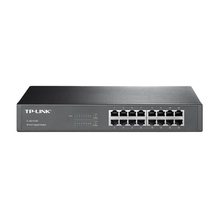 TP-LINK 16-Port Gigabit Desktop-Rackmount Switch, Commutateur de réseau non géré, Full duplex