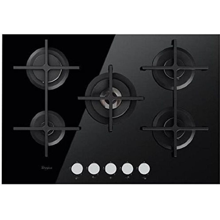 Table de cuisson Whirlpool GOA7523/NB verre noir 5 foyers 75 cm