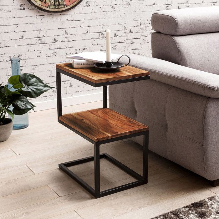 Table d'appoint en forme de S en bois massif Table basse Sheesham Table basse Maison de campagne