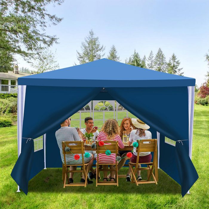Yakimz Tonnelle Pavillon Tente de Jardin Pavillon Tente de fête robuste haut de gamme avec pergola 3x3m Bleu ACCESSOIRE DE BARNUM