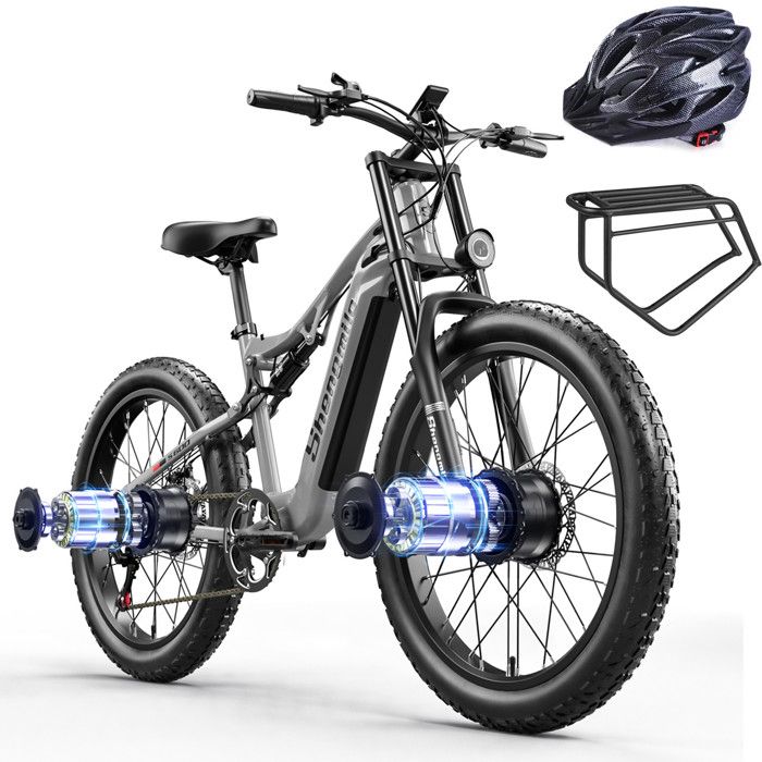 Velo electrique SHENGMILO S600 2000W double moteurs 17.5AH SAMSUNG batterie electrique 26 pouces FAT BIKE VTT Cdiscount Sport